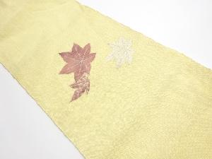 リサイクル　紗紬　紅葉模様織り出し名古屋帯